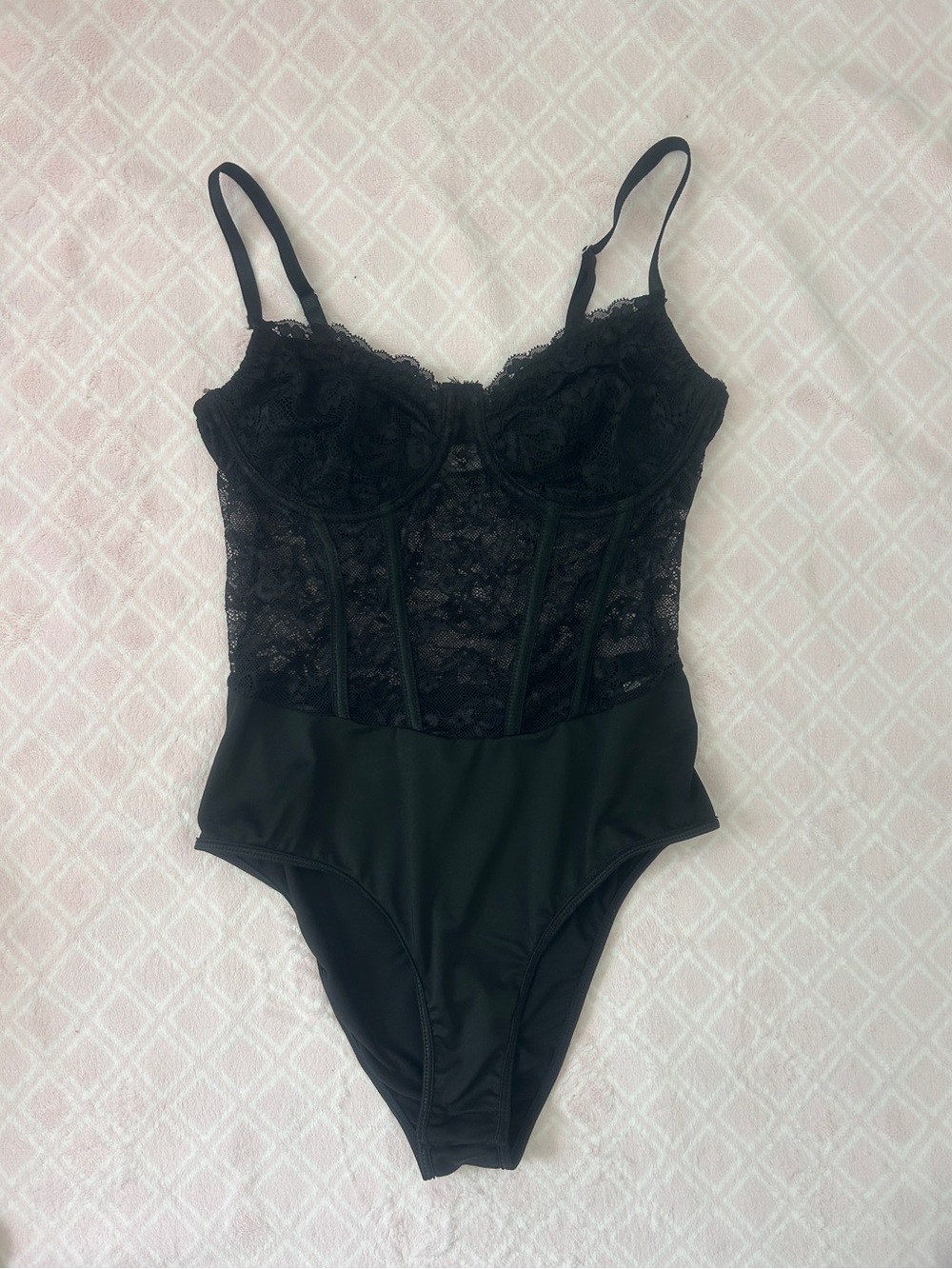 Black Lace Bodysuit with Adjustable Straps